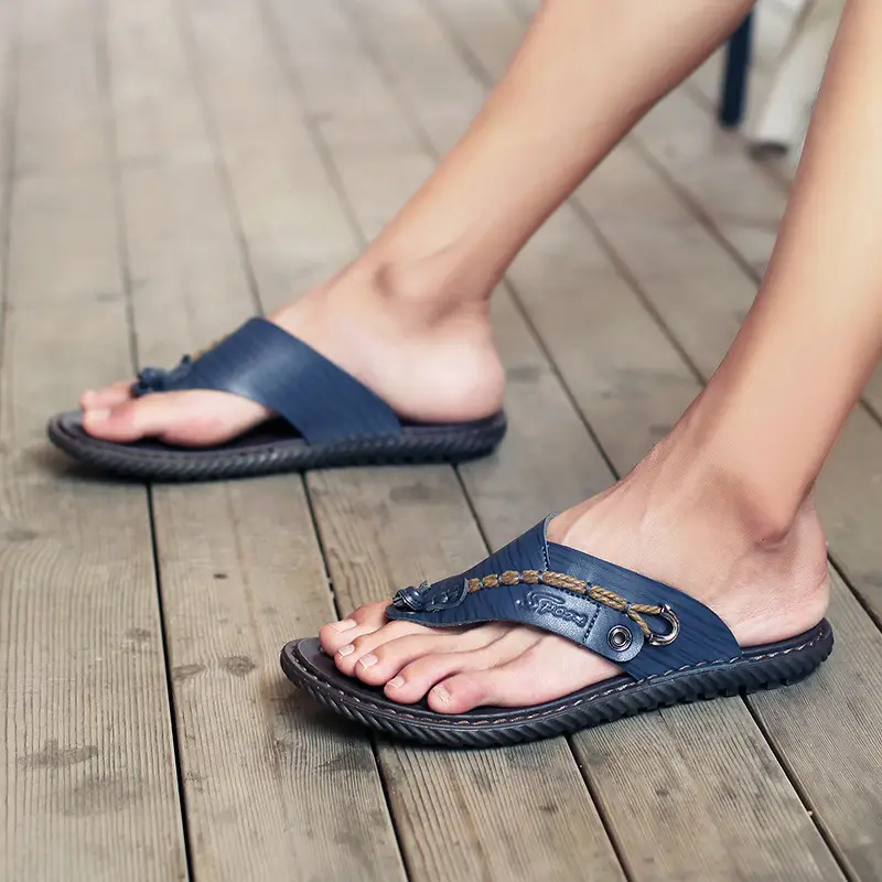 Men's 2025 Summer Flip Flops Blue Non-slip 47