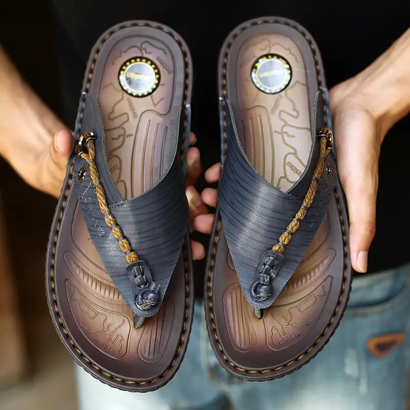 Men's 2025 Summer Flip Flops Blue Non-slip 47