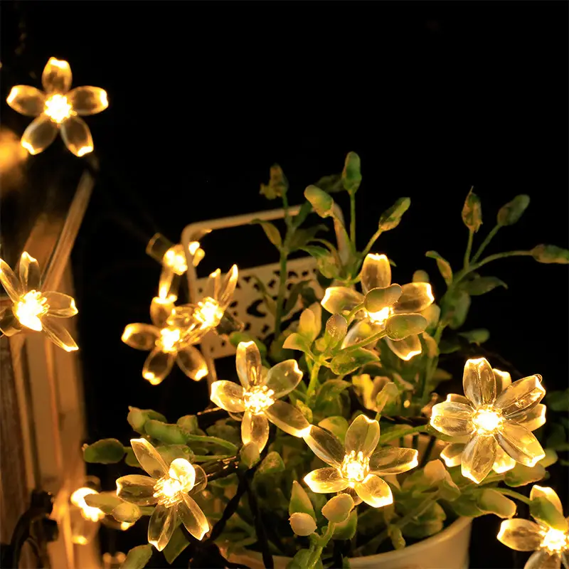 Solar Cherry Blossom LED String Light for Outdoor Camping - Image 4
