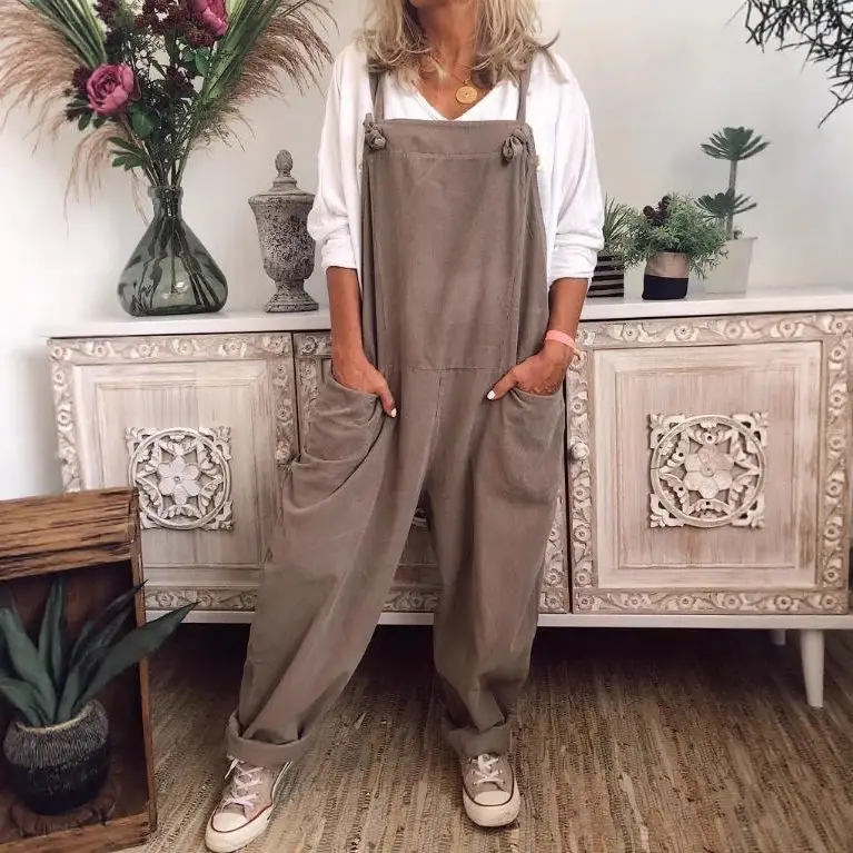 Black Oversized Casual Pants with Retro Pocket & Adjustable Lace