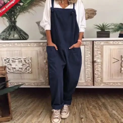 Black Oversized Casual Pants with Retro Pocket & Adjustable Lace