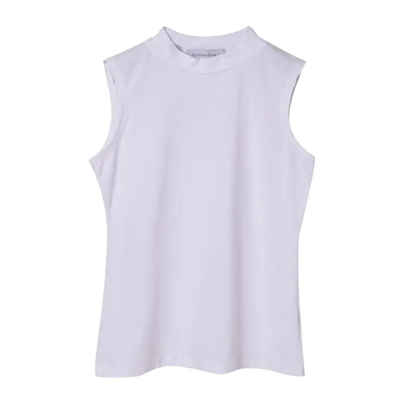 Black High-Neck Sleeveless Camisole Women 95Cotton Bottom - Image 14