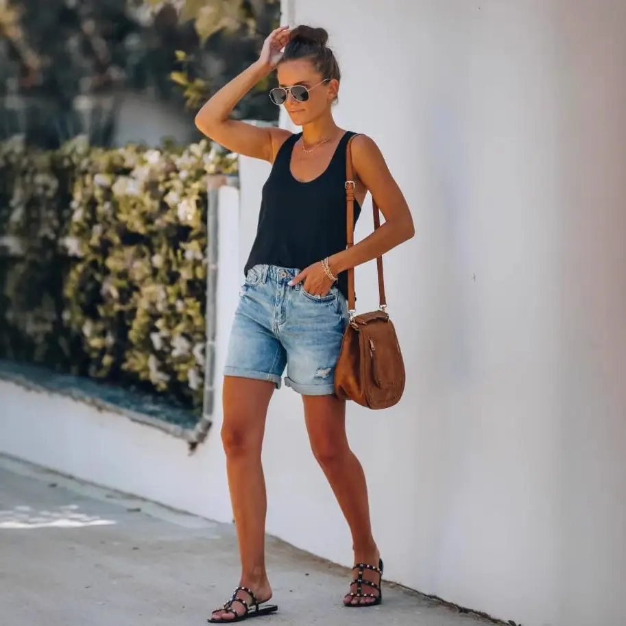 Women Denim Shorts European American Export Stock - Image 3