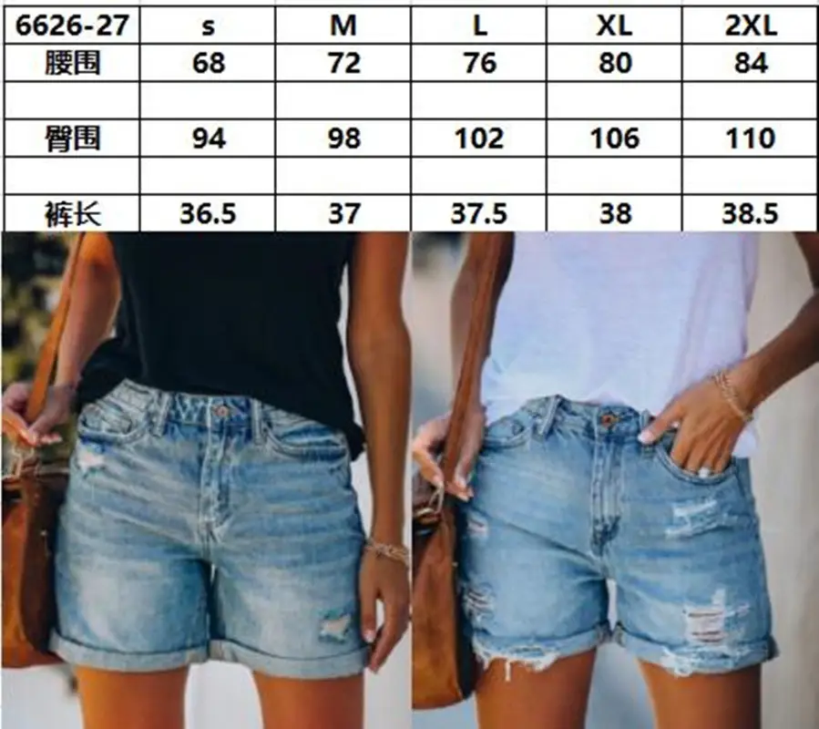 Women Denim Shorts European American Export Stock — feature 1