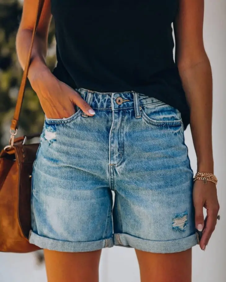 Women Denim Shorts European American Export Stock — feature 4