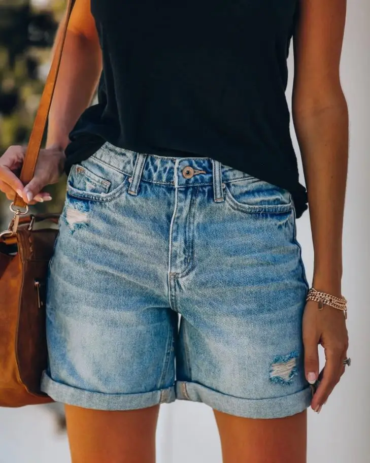 Women Denim Shorts European American Export Stock — feature 5