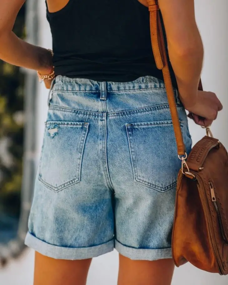 Women Denim Shorts European American Export Stock — feature 6
