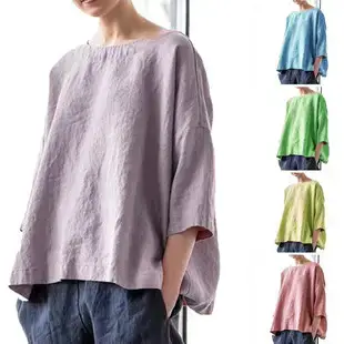 Women Pure Cotton Linen Flap Pocket Pants Blue Loose Jumpsuit — feature 8