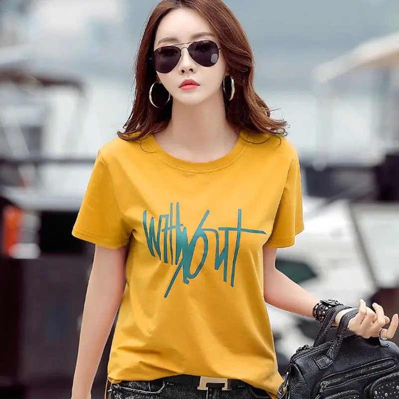 Women Cotton Printed T-Shirt Black White Graphic Large - Image 3