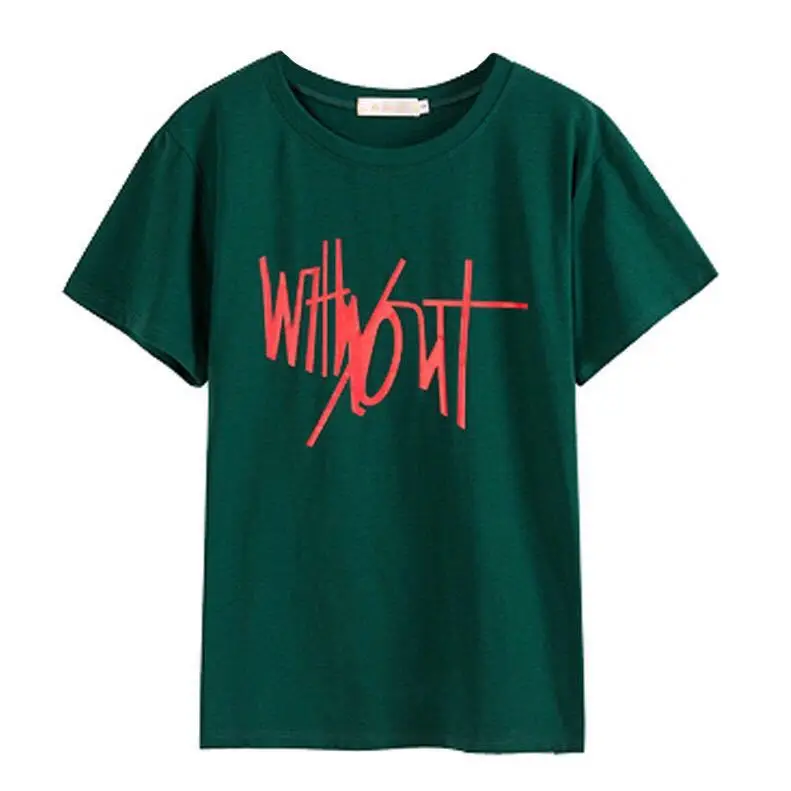 Women Cotton Printed T-Shirt Black White Graphic Large - Image 2