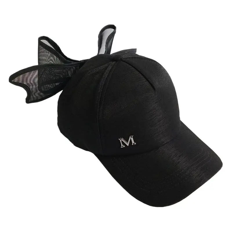Women's Black Bow Cap Summer Korean Style Baseball Cap