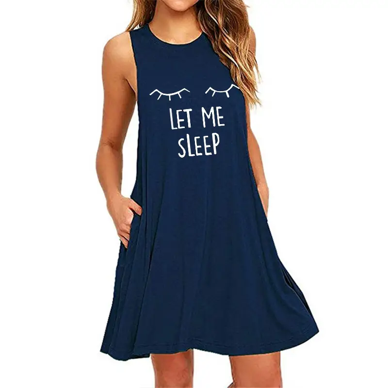 Squinting Print Sleeveless Dress for Women - Image 3