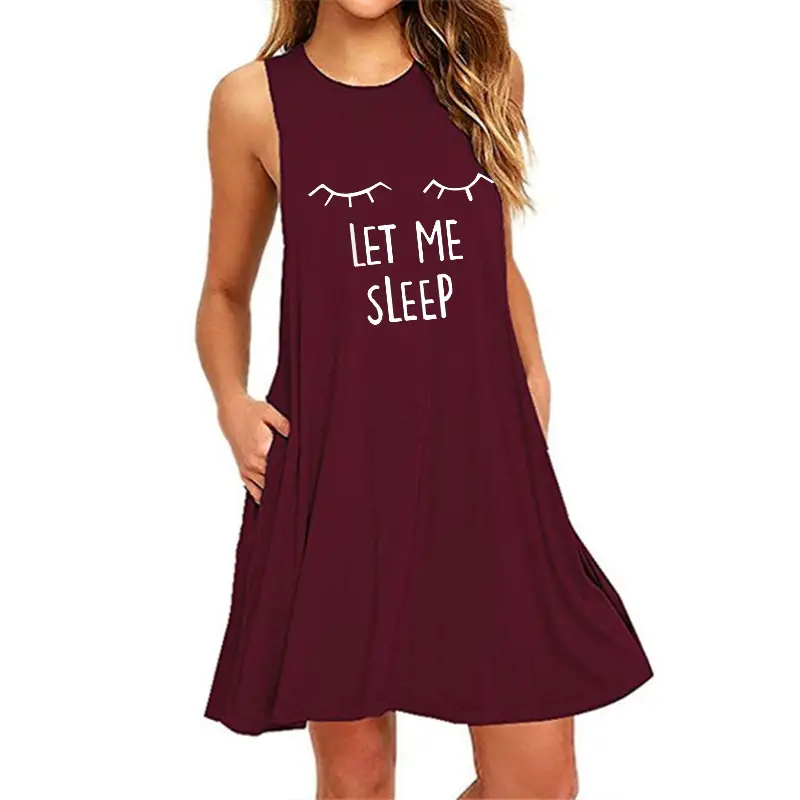 Squinting Print Sleeveless Dress for Women - Image 2