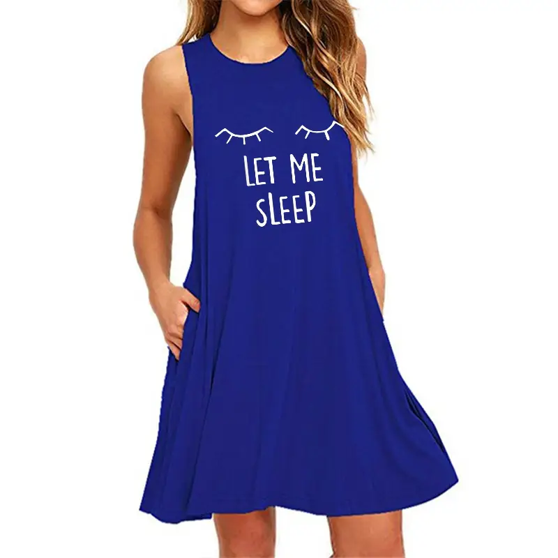 Squinting Print Sleeveless Dress for Women - Image 5