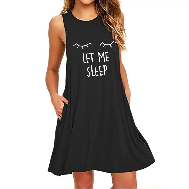 Squinting Print Sleeveless Dress for Women - Image 4