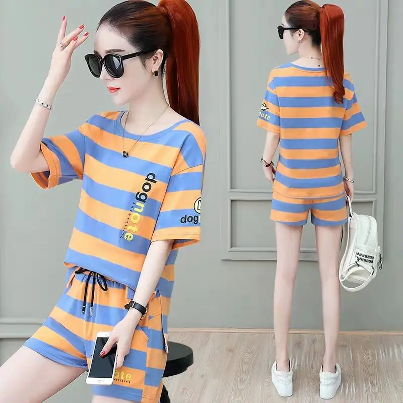 Women Striped Sports Suit 2026 Summer Loose Slim Casual - Image 6