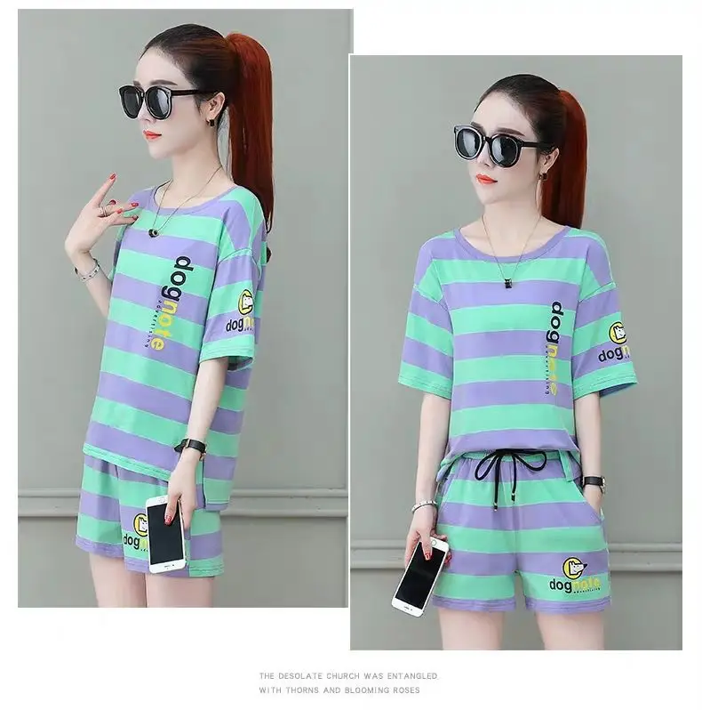 Women Striped Sports Suit 2026 Summer Loose Slim Casual — feature 3