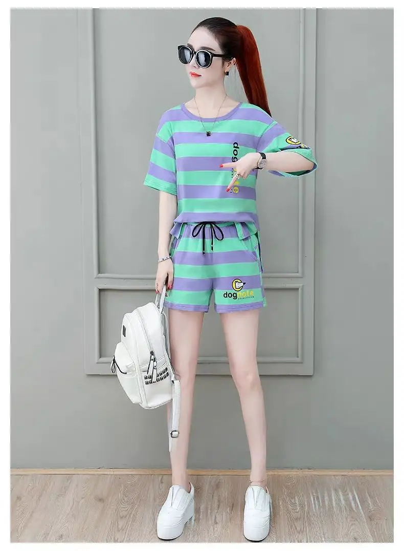 Women Striped Sports Suit 2026 Summer Loose Slim Casual — feature 5