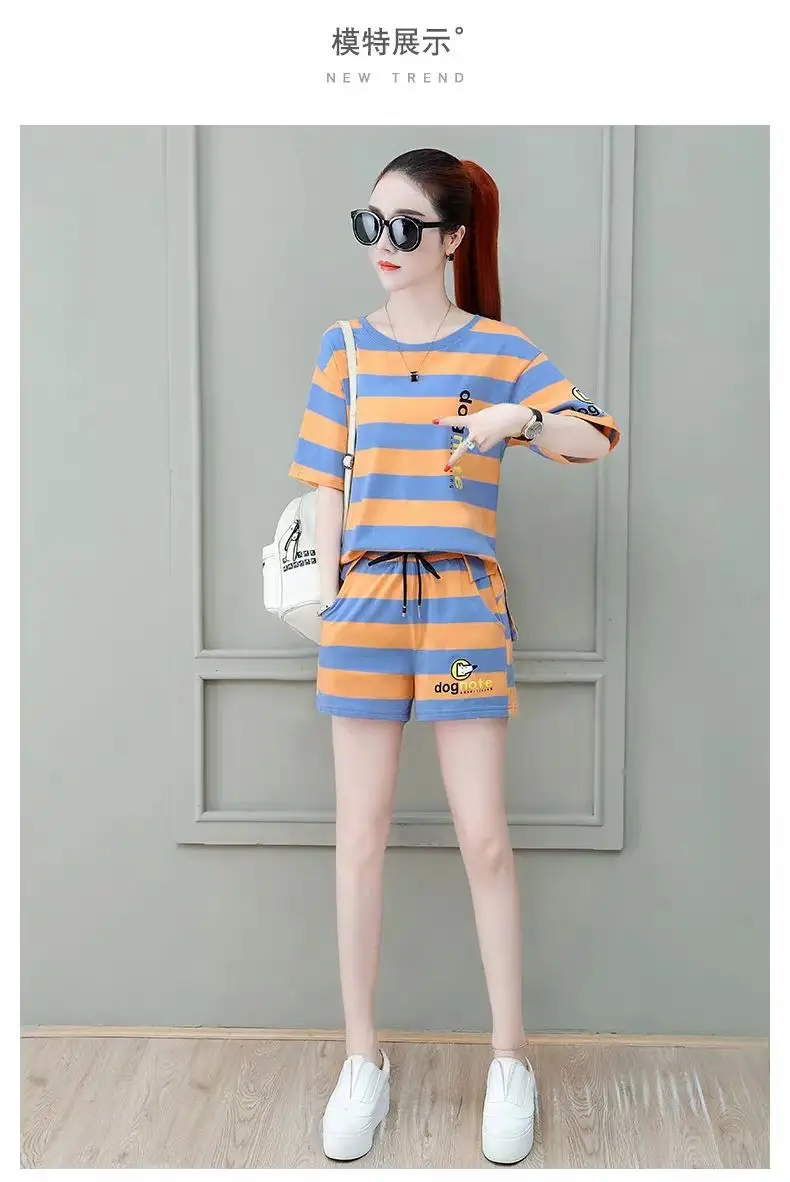 Women Striped Sports Suit 2026 Summer Loose Slim Casual — feature 7
