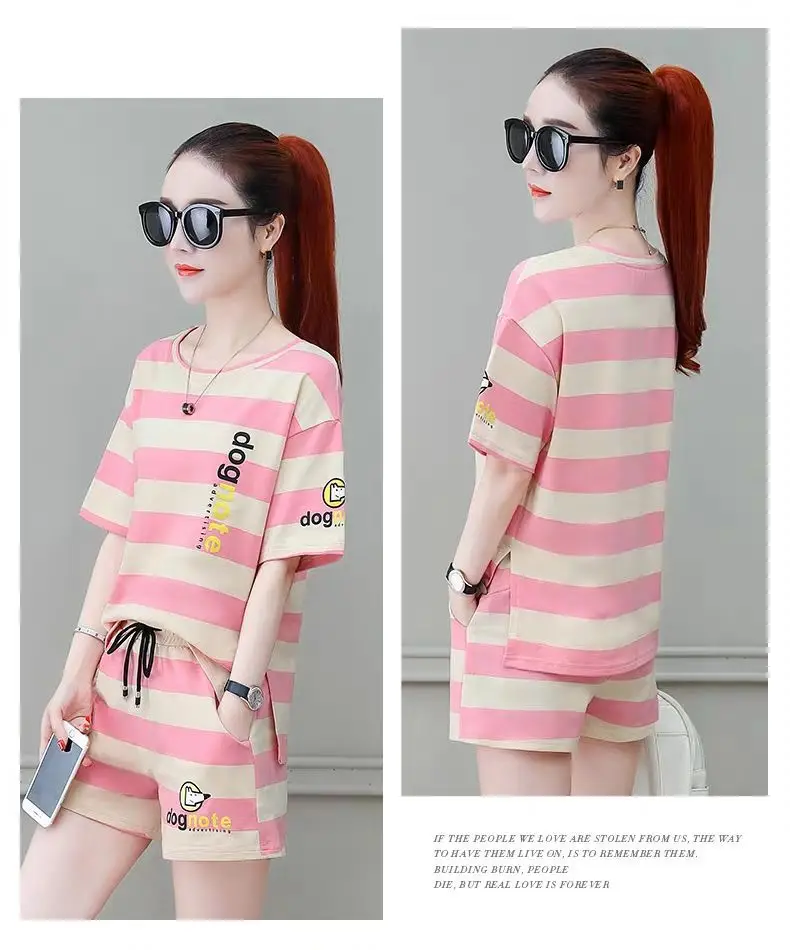 Women Striped Sports Suit 2026 Summer Loose Slim Casual — feature 9