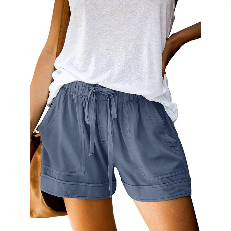 Black Wide Leg Elastic Waist Shorts for Summer - Image 14