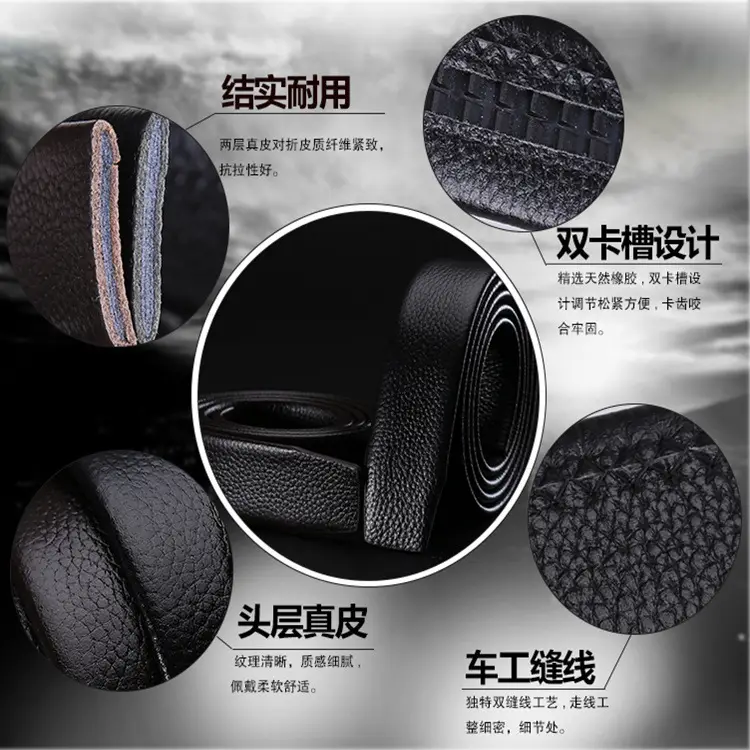 Men's Black Genuine Leather Belt with Leopard Logo - Image 5