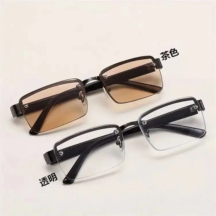 Frameless Crystal Reading Glasses Black Brown Transparent - Image 3