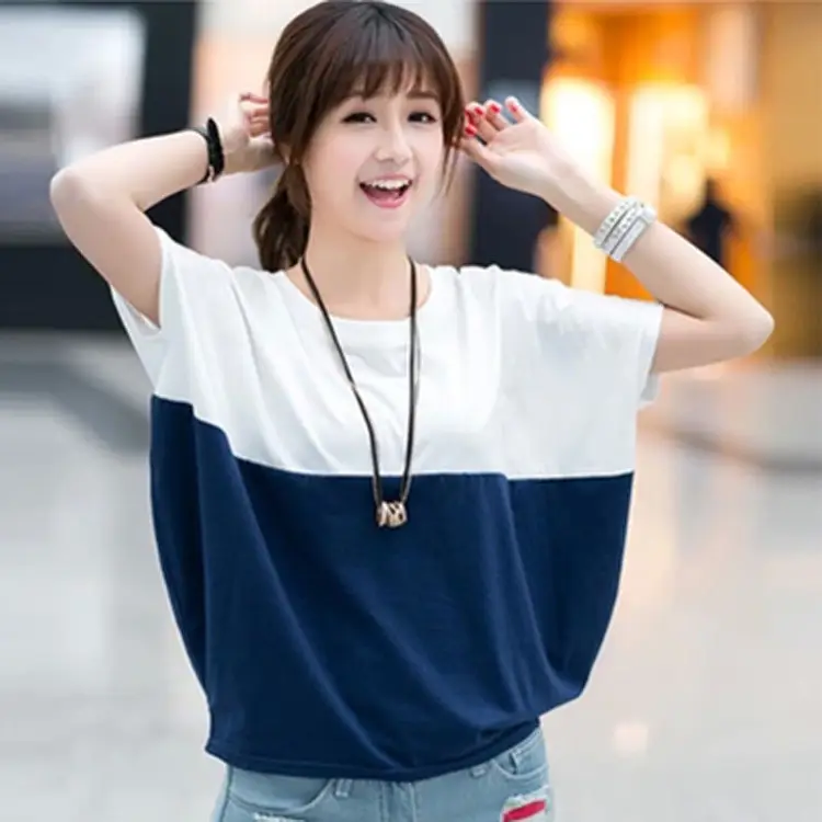 Women 2026 Summer Loose Slim T-Shirt Pink White - Image 4