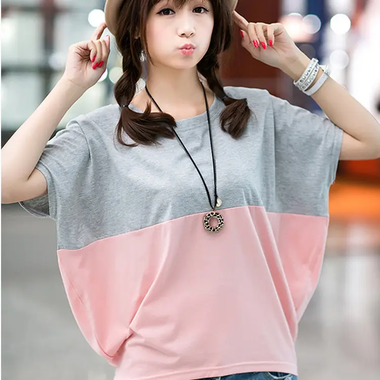 Women 2026 Summer Loose Slim T-Shirt Pink White - Image 6