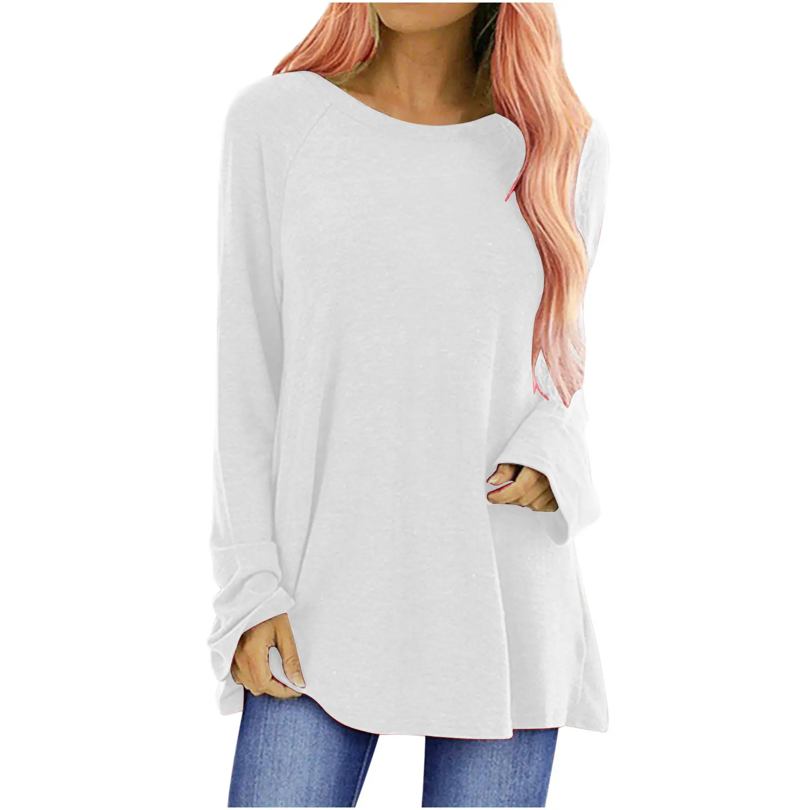 Long Sleeve Raglan Tee Women Green Cotton - Image 3