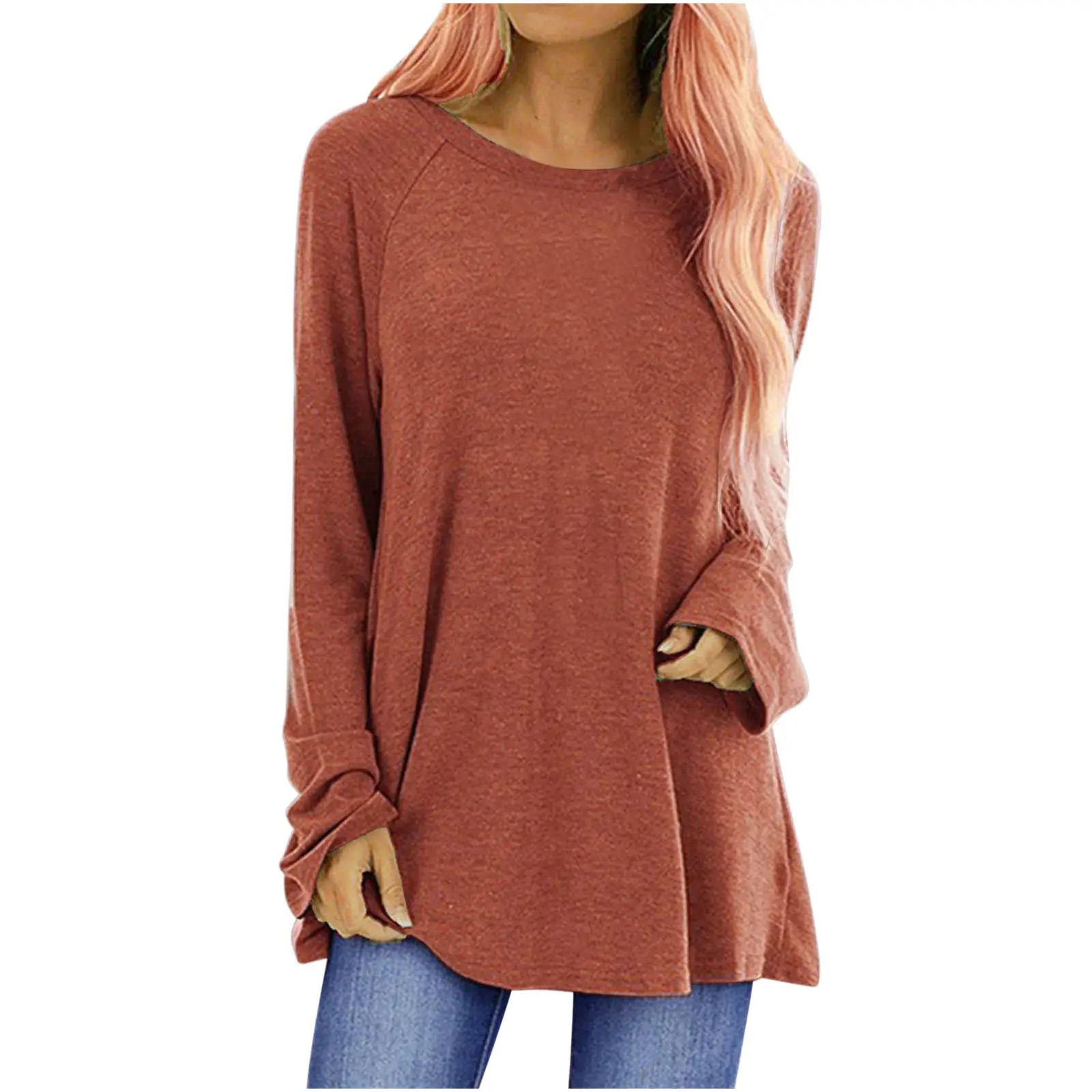 Long Sleeve Raglan Tee Women Green Cotton - Image 5