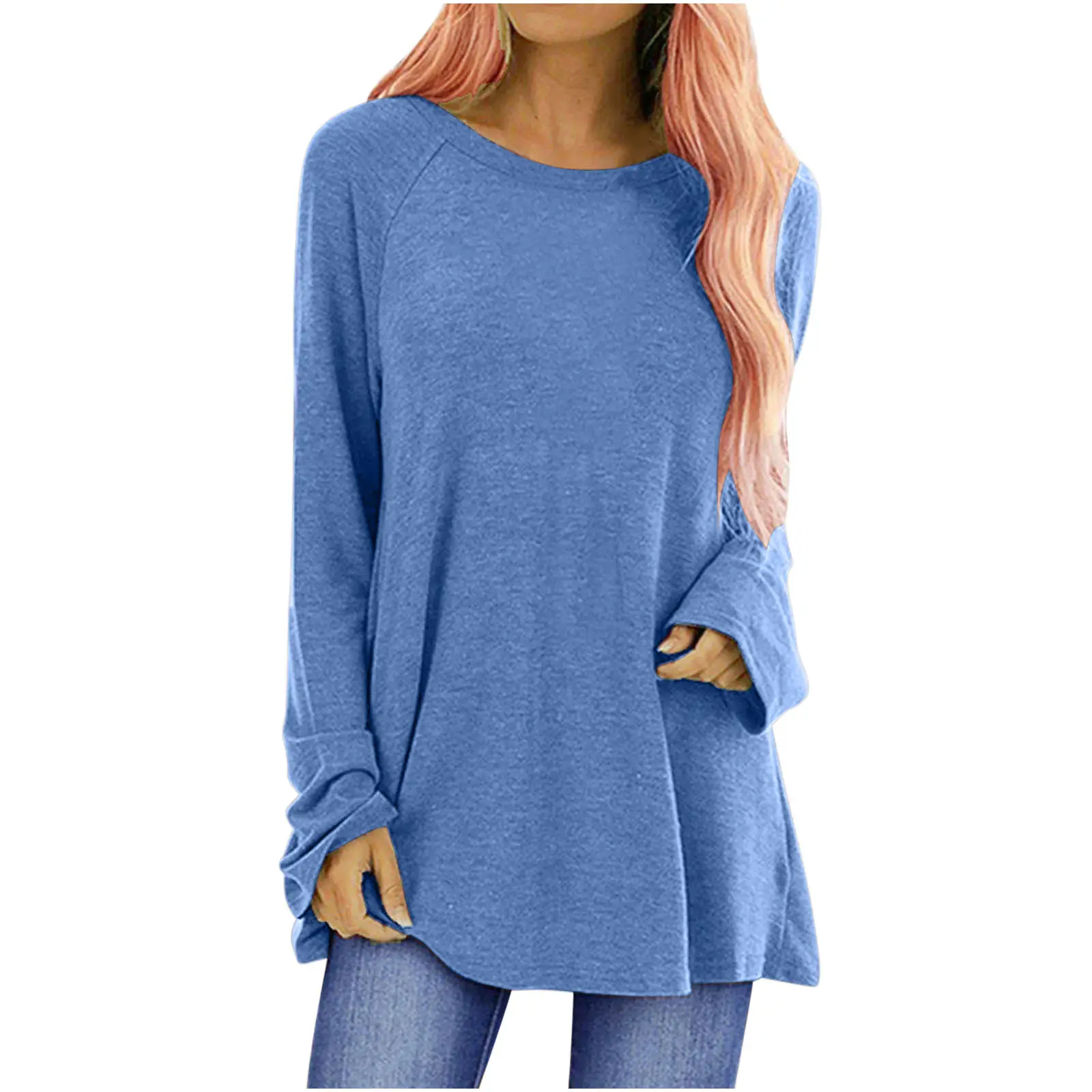 Long Sleeve Raglan Tee Women Green Cotton - Image 7