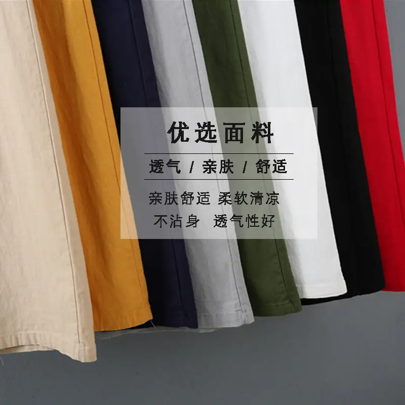 Cotton Linen Wide Leg Pants Women Large Size Draping Ankle Length - Image 10