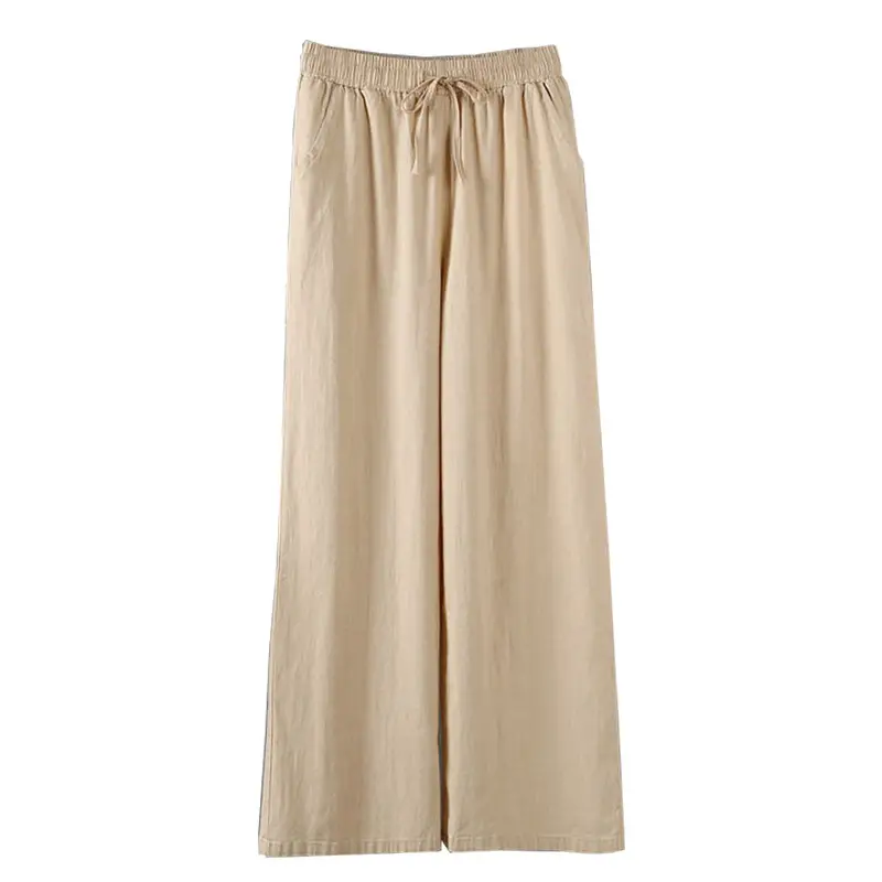 Cotton Linen Wide Leg Pants Women Large Size Draping Ankle Length - Image 11