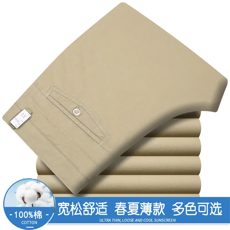 2025 Cotton Thin Trousers for Men Black Loose Straight - Image 3