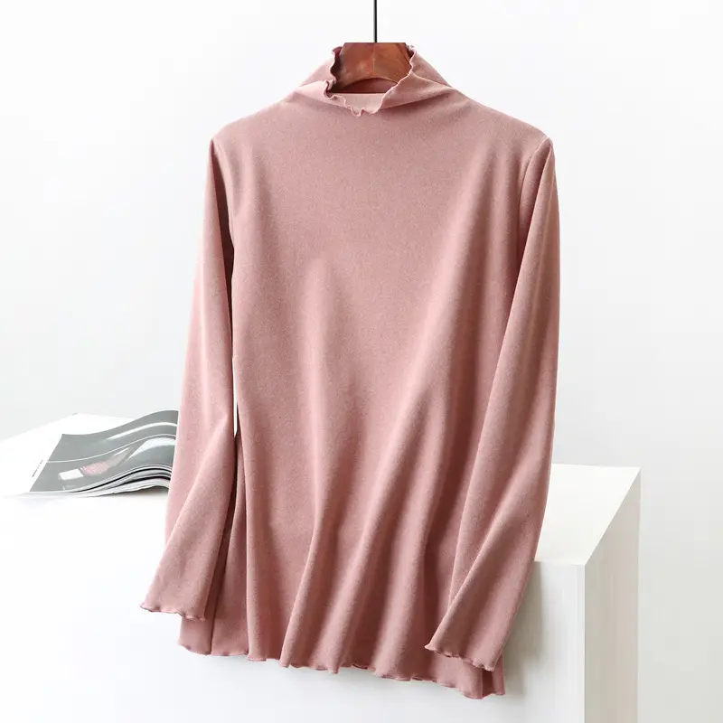 Women Velvet Long Sleeve T-Shirt Gray Plus Size - Image 3