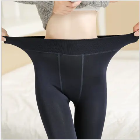 Black Fleece Warm Leggings Plus Size High Waist - Image 8