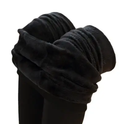 Black Fleece Warm Leggings Plus Size High Waist - Image 12