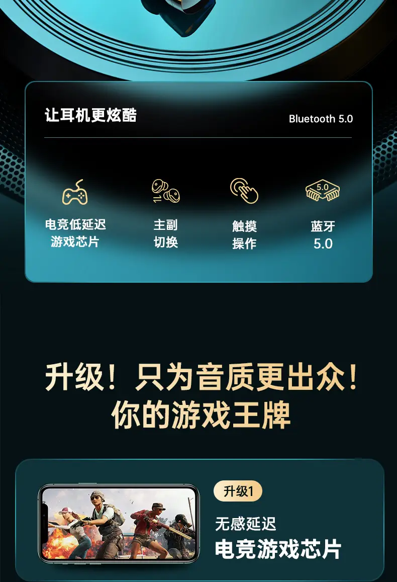 Bluetooth Headset with Chicken Eating Game & 5.3 Display — feature 4