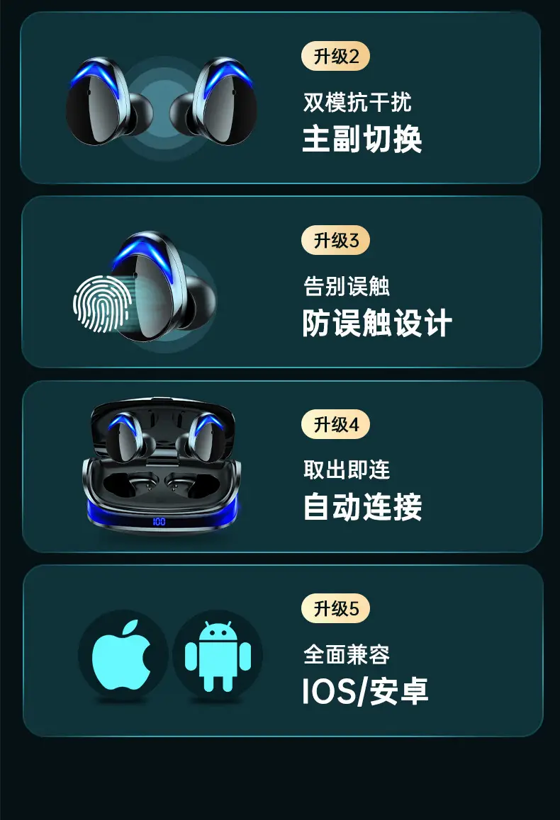 Bluetooth Headset with Chicken Eating Game & 5.3 Display — feature 5
