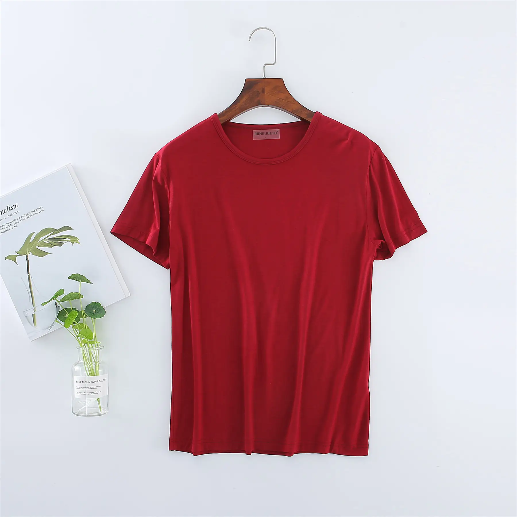 Men's White V-Neck T-Shirt Modal Fabric - Image 11