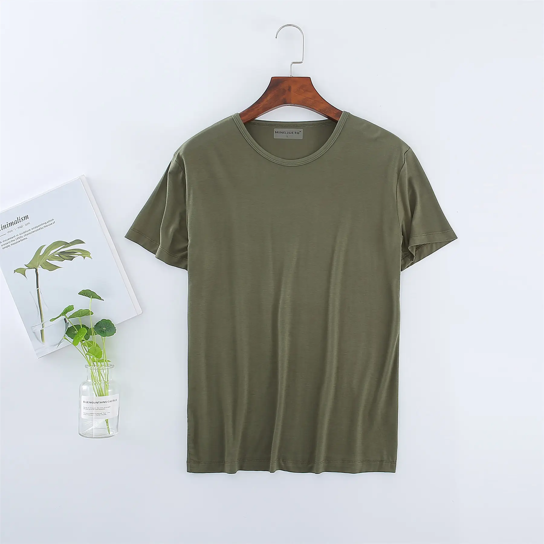 Men's White V-Neck T-Shirt Modal Fabric - Image 13