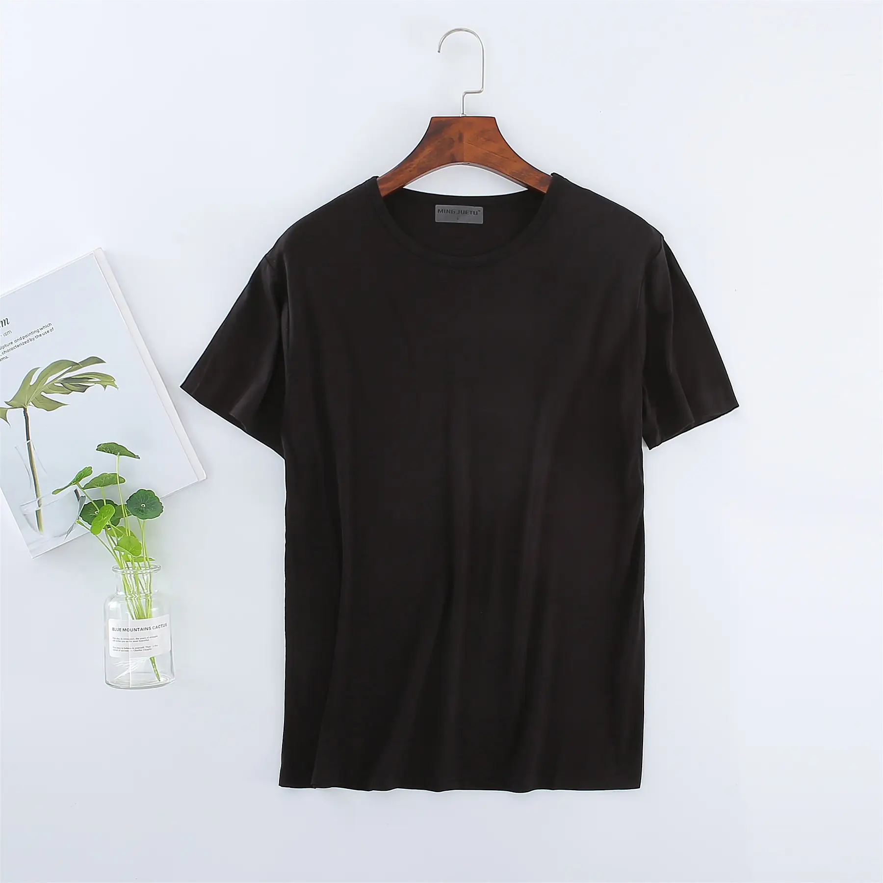Men's White V-Neck T-Shirt Modal Fabric - Image 3