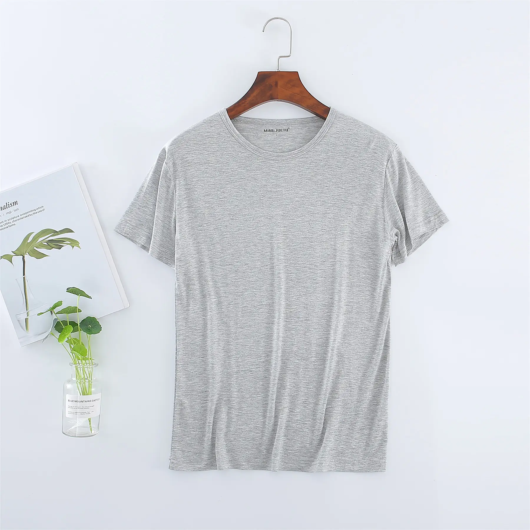 Men's White V-Neck T-Shirt Modal Fabric - Image 5