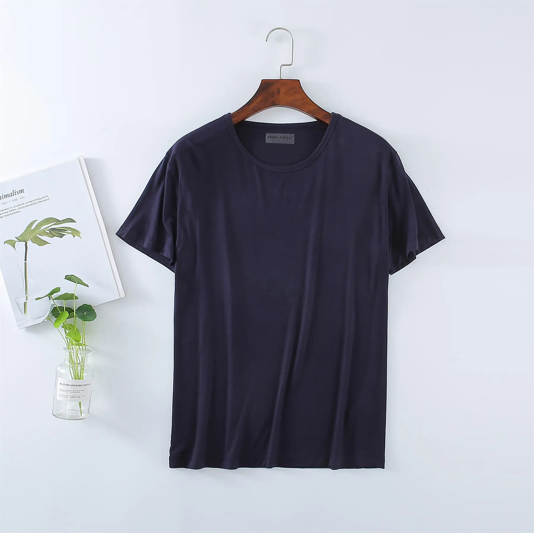 Men's White V-Neck T-Shirt Modal Fabric - Image 7