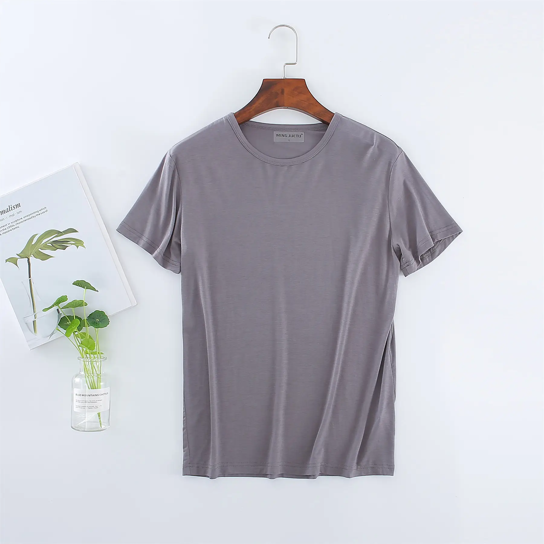 Men's White V-Neck T-Shirt Modal Fabric - Image 9