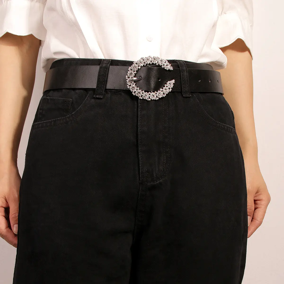 New C Diamond Belt for Women Black Brown