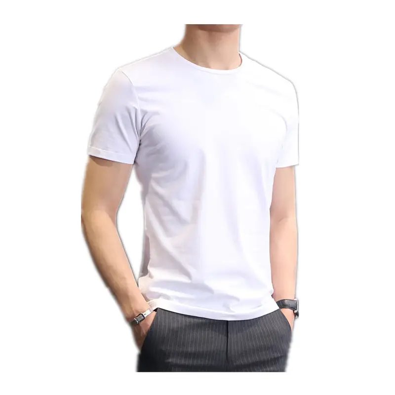 Men Black Slim Fit T-Shirt Short Sleeve Round Neck - Image 5