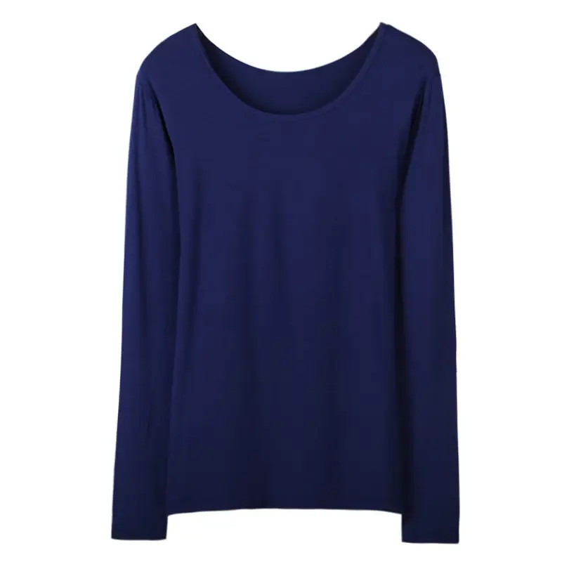 Women Modal Long Sleeve T-Shirt Blue Lace 2025