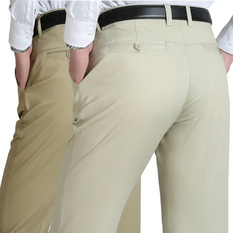 Middle-aged Men Cotton Pants Grey Deep Loose Fit - Image 7